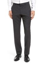 Men's Boss Genesis Flat Front Check Wool Trousers R - Grey