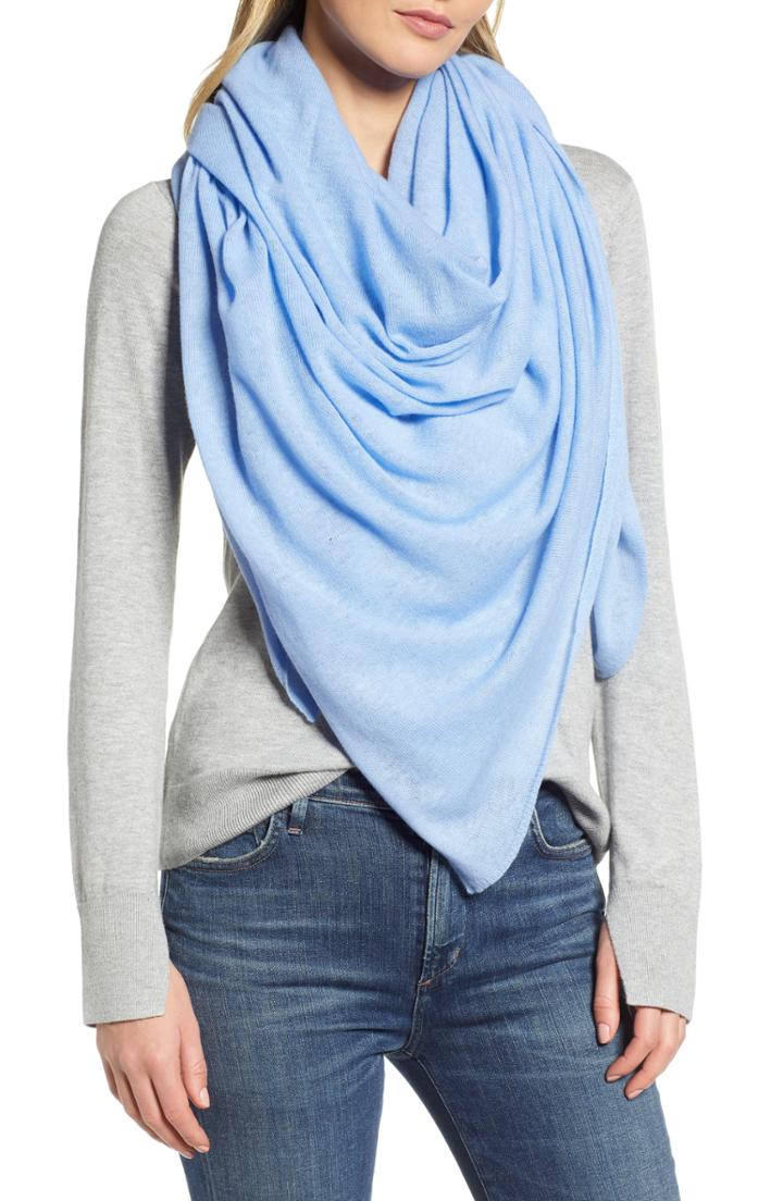 Women's Halogen Lightweight Cashmere Scarf, Size - Blue
