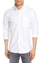 Men's Nordstrom Men's Shop Trim Fit Washed Oxford Shirt, Size - White