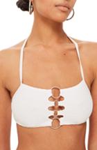 Women's Topshop Halter Neck Ring Crop Top Us (fits Like 10-12) - White