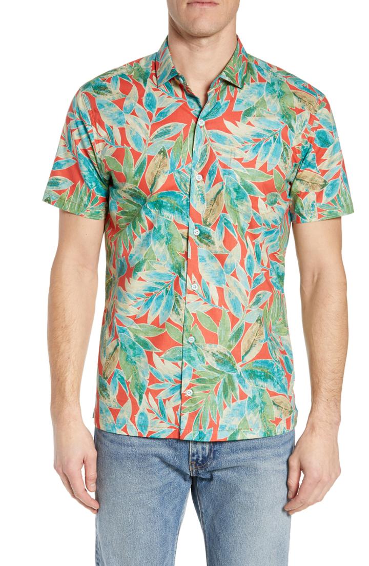 Men's Tori Richard Garden Tango Fit Sport Shirt, Size Small - Red