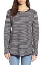 Women's Eileen Fisher Stripe Organic Linen & Cotton Sweater, Size - Blue