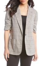 Women's Karen Kane Ruched Sleeve Plaid Jacket - Grey