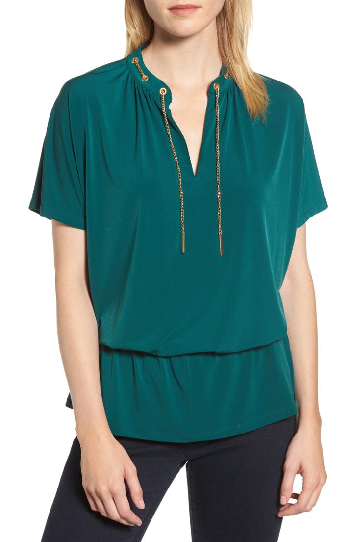 Women's Michael Michael Kors Chain Blouson Top - Green