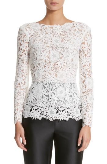 Women's Monique Lhuillier Guipure Lace Top - White