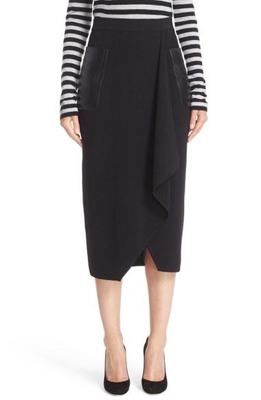 Women's Max Mara Acqua Leather Pocket Wool Skirt