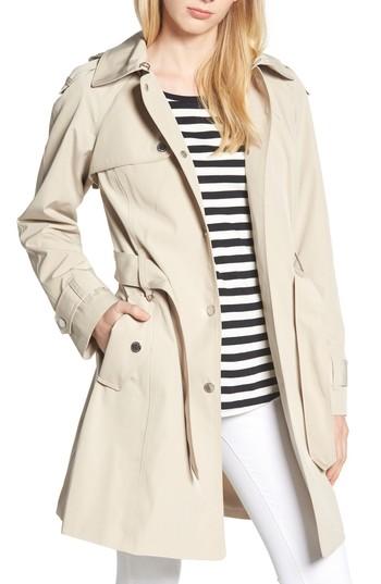Women's London Fog Snap Front Raincoat - Beige