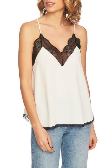 Women's 1.state Lace Trim Racerback Cami, Size - White