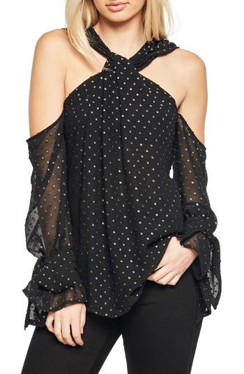 Women's Bardot Cold Shoulder Top - Black