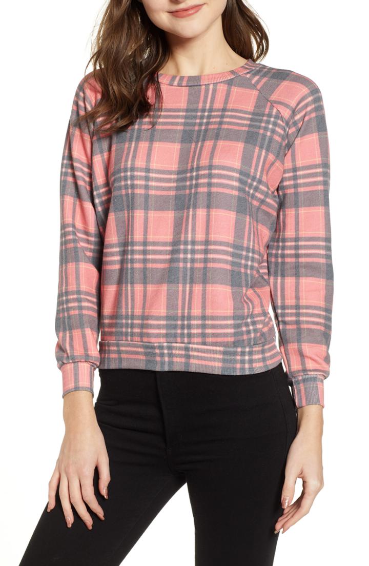 Women's Wildfox Sweetheart Plaid Sweatshirt - Pink