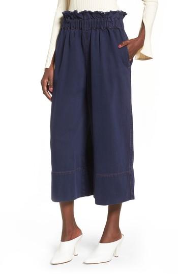 Women's Topshop Boutique Baggy Fray Crop Jeans Us (fits Like 0-2) - Blue