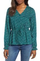 Women's Caslon Textured Print Top - Green