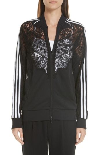 Women's Stella Mccartney Lace Inset Adidas Track Jacket - Black