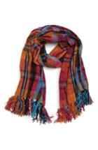 Women's David & Young Plaid Chenille Scarf, Size - Blue