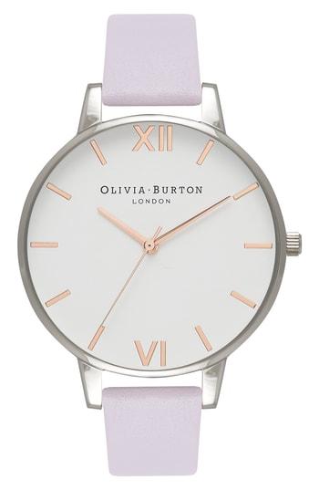 Women's Olivia Burton White Dial Leather Strap Watch, 38mm