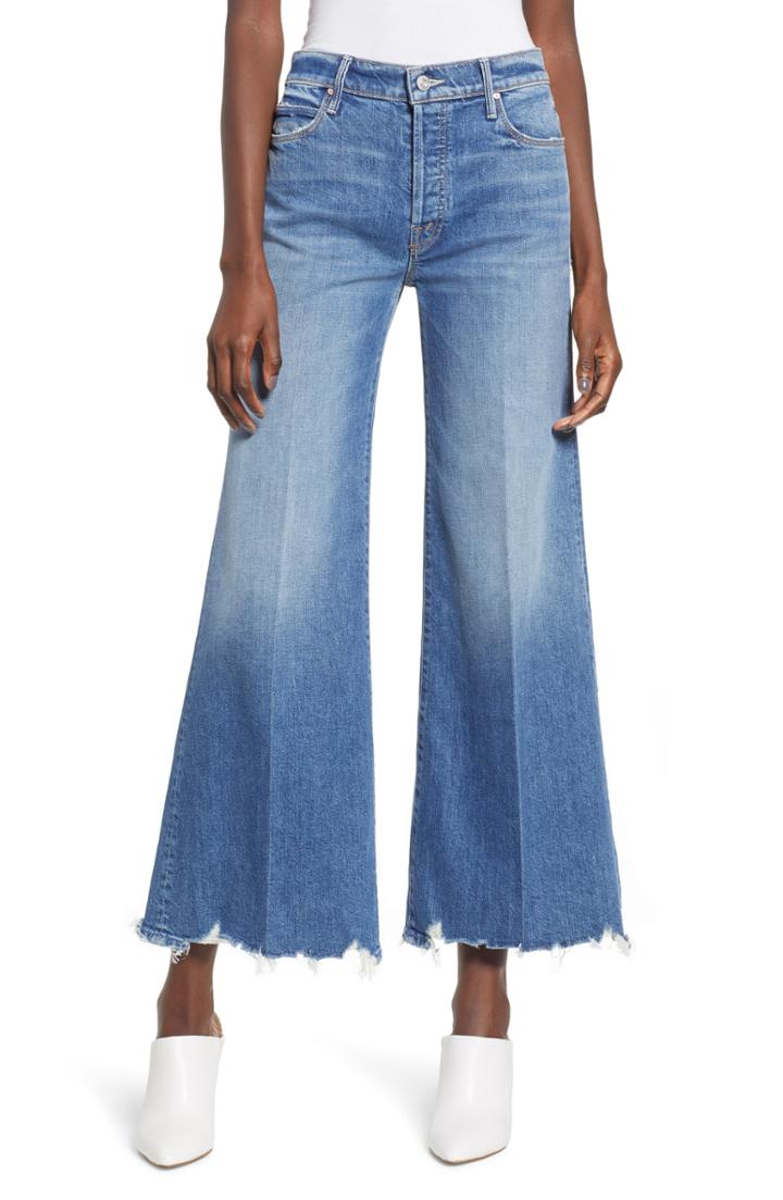 Women's Mother The Stunner Ankle Chew Wide Leg Jeans - Blue
