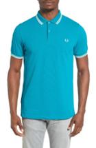 Men's Fred Perry Extra Trim Fit Twin Tipped Pique Polo - Blue/green
