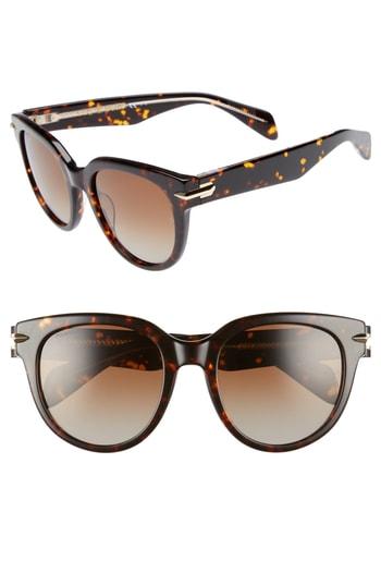 Women's Rag & Bone 54mm Round Sunglasses - Havana/ Crystal