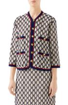 Women's Gucci Gg Macrame Crop Jacket Us / 40 It - Blue