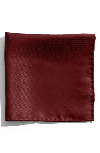 Nordstrom Silk Twill Pocket Square Wine/ Dark Burgundy