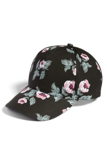 Women's Amici Accessories Floral Print Ball Cap - Black