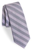 Men's Calibrate Stripe Silk Blend Skinny Tie, Size - Purple