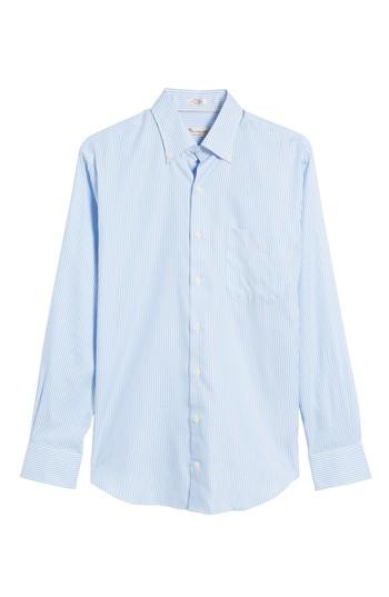 Men's Peter Millar Classic Fit Crown Soft Longshot Stripe Sport Shirt, Size - Blue
