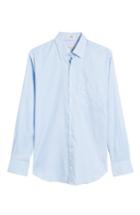 Men's Peter Millar Classic Fit Crown Soft Longshot Stripe Sport Shirt, Size - Blue