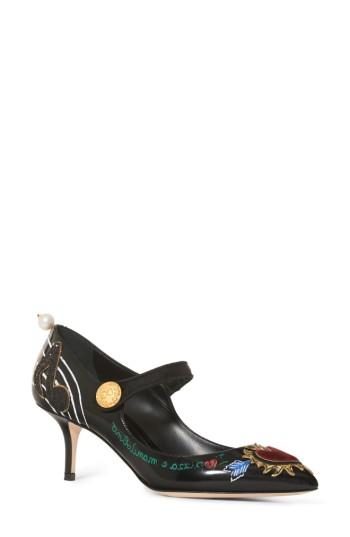Women's Dolce & Gabbana Heart Mary Jane Pump .5us / 36eu - Black