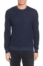 Men's Stone Rose Honeycomb Merino Crewneck Sweater (l) - Blue
