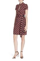Women's Dvf Jovie Basketweave Print Silk Jersey Dress - Black