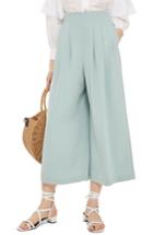 Women's Topshop Ivy Crop Wide Leg Trousers Us (fits Like 0) - Green