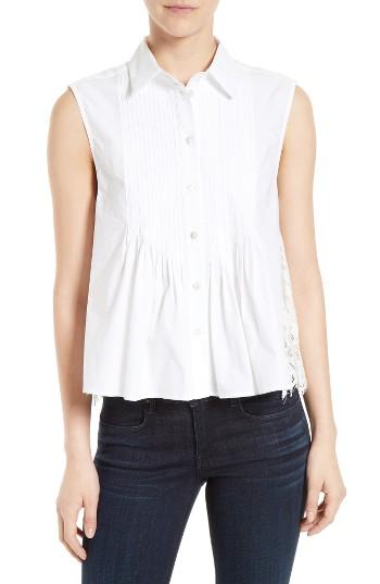 Women's Sea Lace Back Pintuck Cotton Top