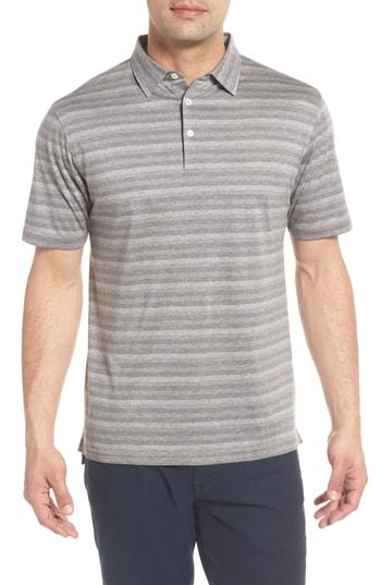 Men's Peter Millar Collection Tides Fit Stripe Polo, Size Large - Grey