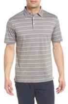 Men's Peter Millar Collection Tides Fit Stripe Polo, Size Large - Grey