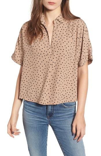 Women's All In Favor Short Sleeve Crop Blouse - Beige