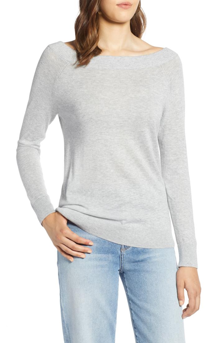 Women's Halogen Convertible Bateau Neck Sweater
