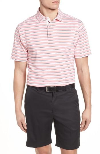 Men's Bobby Jones Xh2o Regis Stripe Polo - Pink