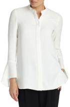 Women's Lafayette 148 New York Graydon Silk Blouse, Size - White