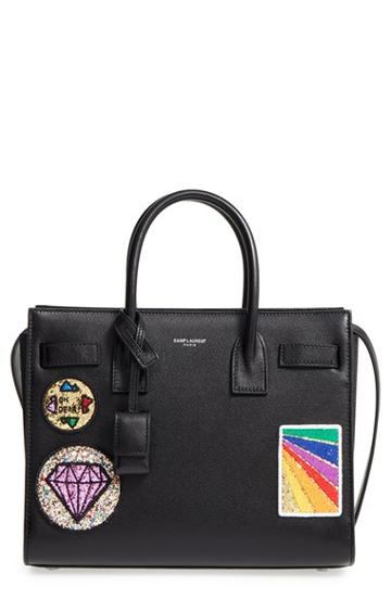 Saint Laurent Baby Sac De Jour Multi Patch Leather Tote -