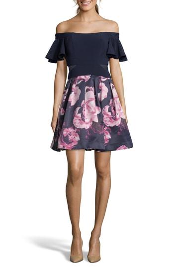 Women's Xscape Flutter Sleeve Off The Shoulder Party Dress - Blue