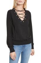 Women's L'agence Josilyn Lace-up Sweatshirt - Black