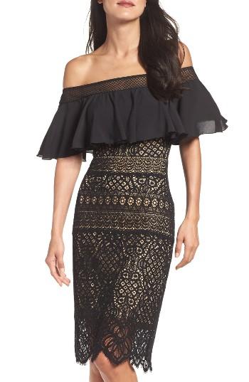 Women's Tadashi Shoji Off The Shoulder Sheath Dress - Black