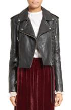 Women's Mcq Alexander Mcqueen Lace-up Leather Jacket Us / 36 It - Black