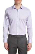 Men's Ted Baker London Racking Trim Fit Dot Dress Shirt 34/35 - Purple