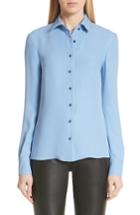 Women's St. John Collection Silk Georgette Shirt - Blue