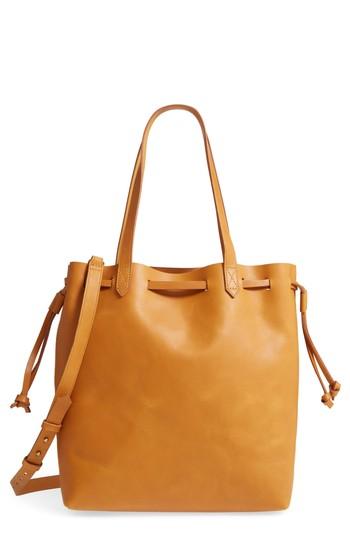 Madewell Drawcord Transport Leather Tote - Beige