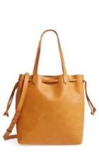 Madewell Drawcord Transport Leather Tote - Beige