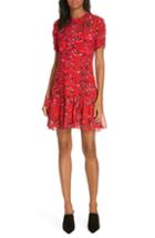 Women's Tanya Taylor Carti Pintuck Detail Silk Chiffon Dress - Red