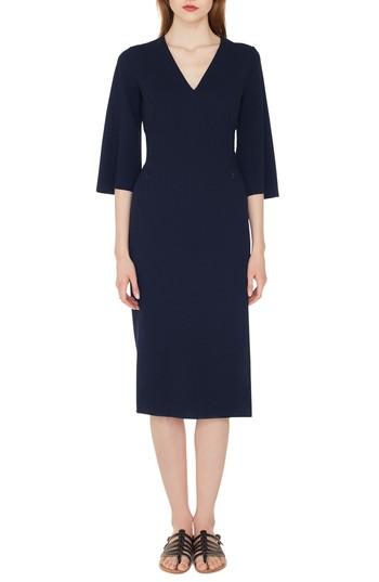 Women's Akris Double Face Wool Blend Dress - Blue